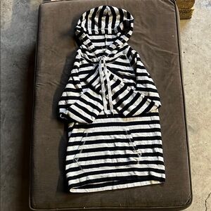 J. Crew Black and Cream Striped Hoodie